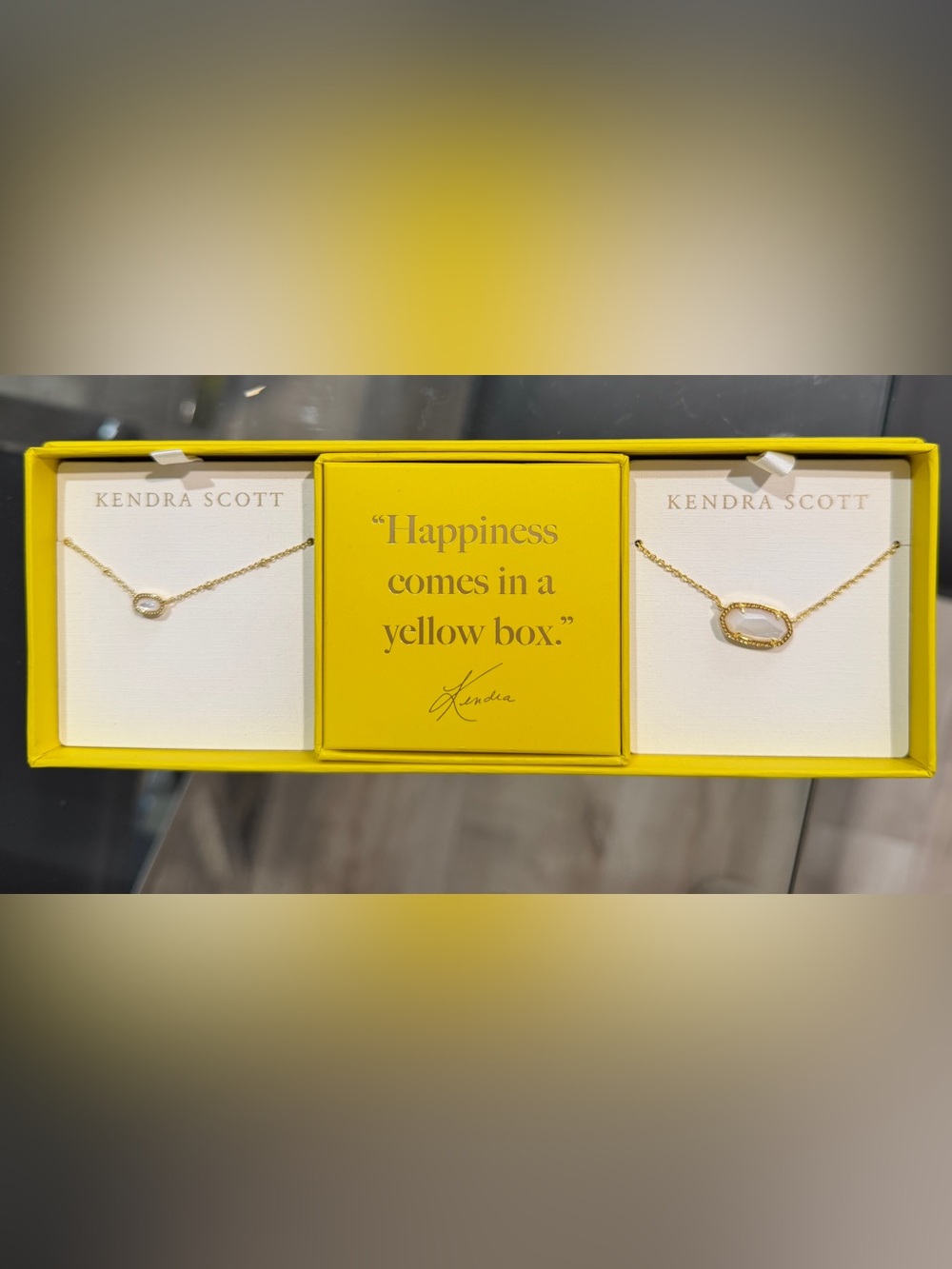 Kendra Scott Elisa Gold Oval Charm Necklace Duo - Yellow Box